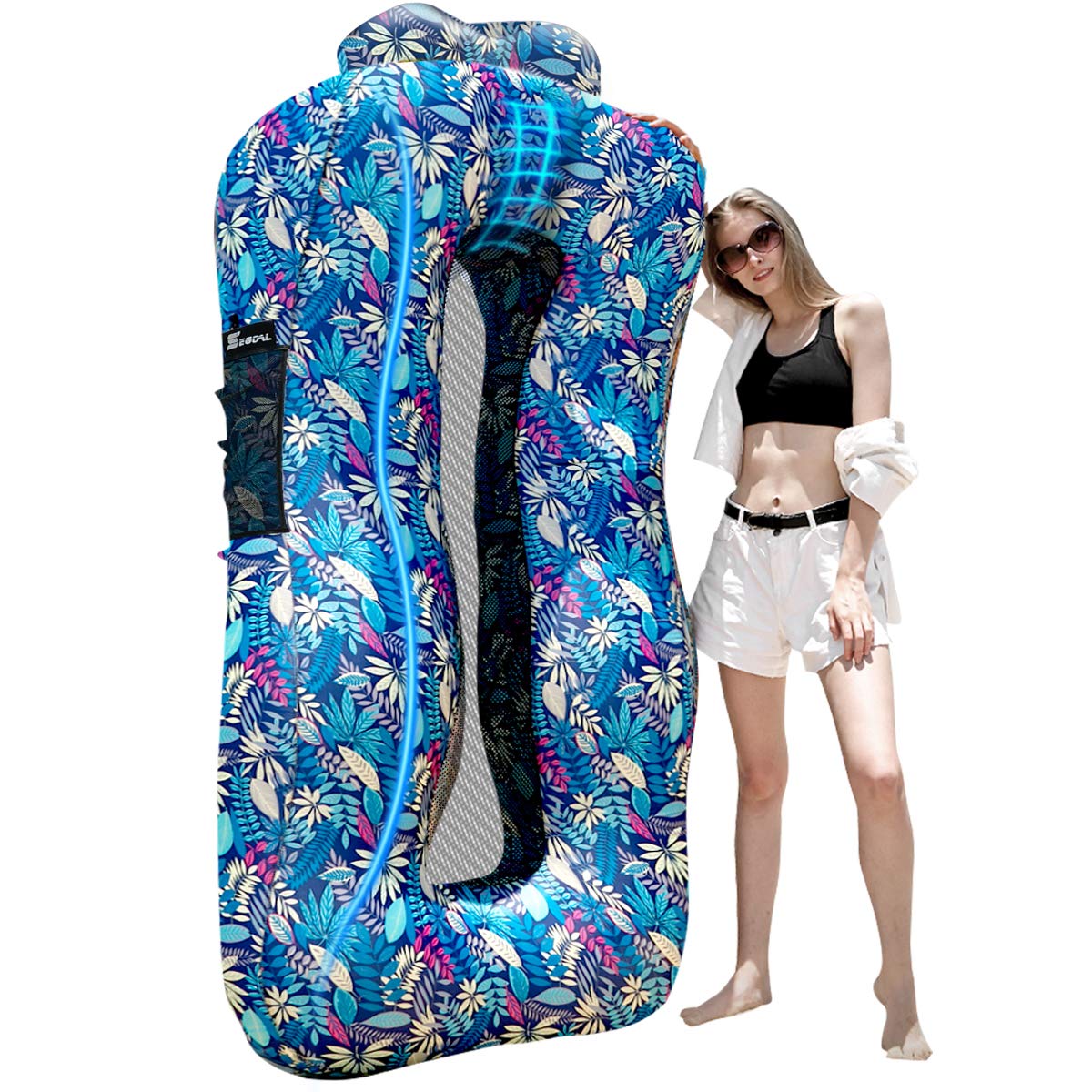 SEGOAL Ergonomic Inflatable Lounger Beach Bed Camping Chair Air Sofa Couch Hammock with Pillow Portable Waterproof Anti-Air Leaking for Camping Hiking Travel Beach Picnic Lakeside, No Pump Required