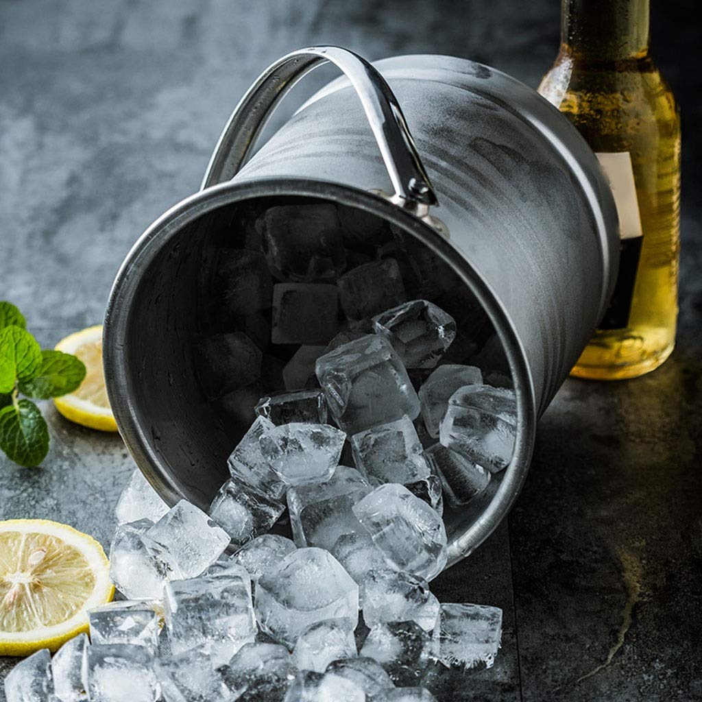 Ein Eiskübel Edelstahl Eis Eimer mit Griff für Haushalt Getränk Eis Eimer Bock Bier Cocktail Eis Eimer Garten Pflanzung Bewässerung Eimer Eiskühler Sektkühler Eiswürfelbehälter ( Color : Silver )