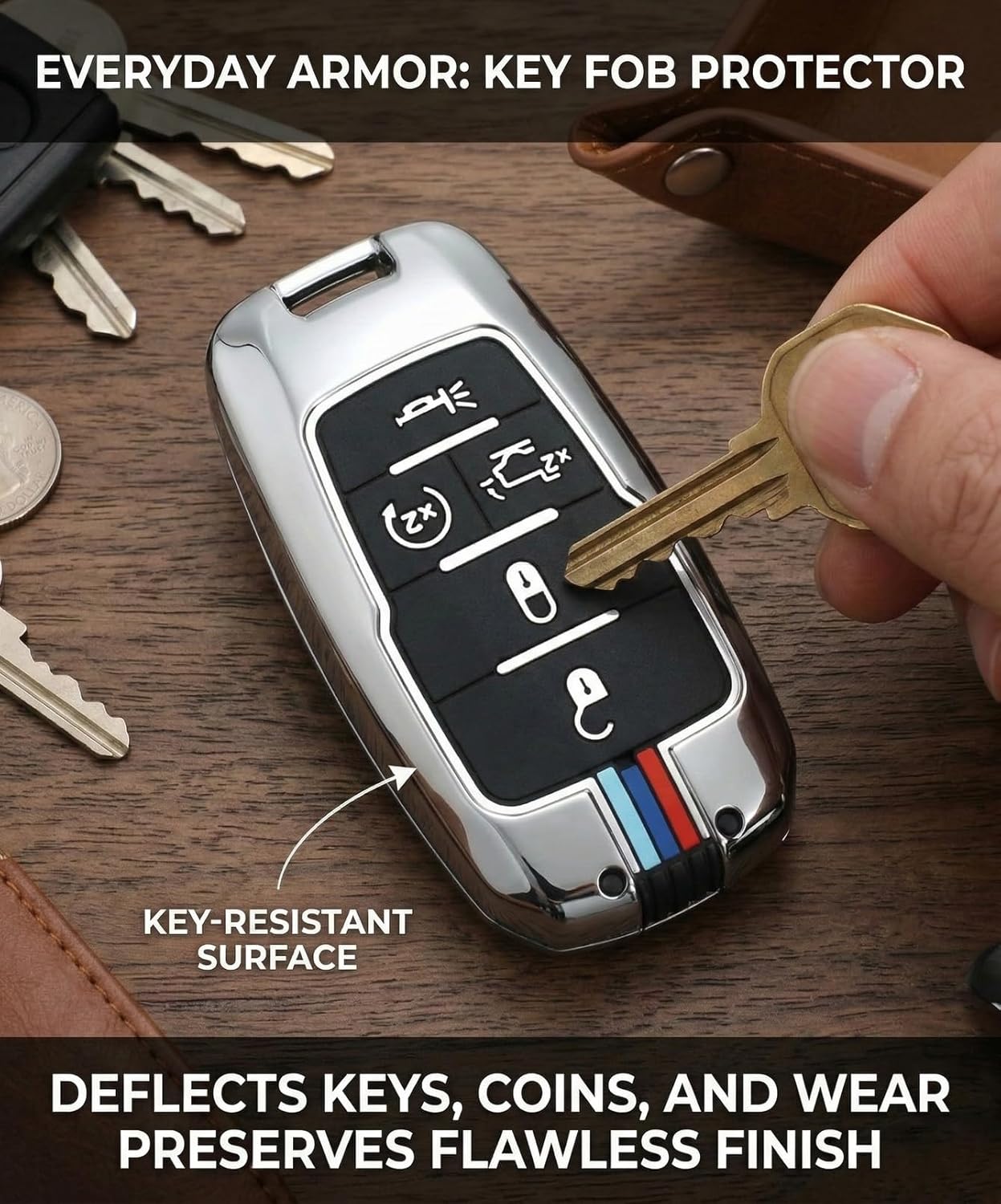 for Ram Key Fob Cover for 2019-2026 Dodge Ram 1500 limited Trx 2500 3500 Metal Remote Control Case Protector