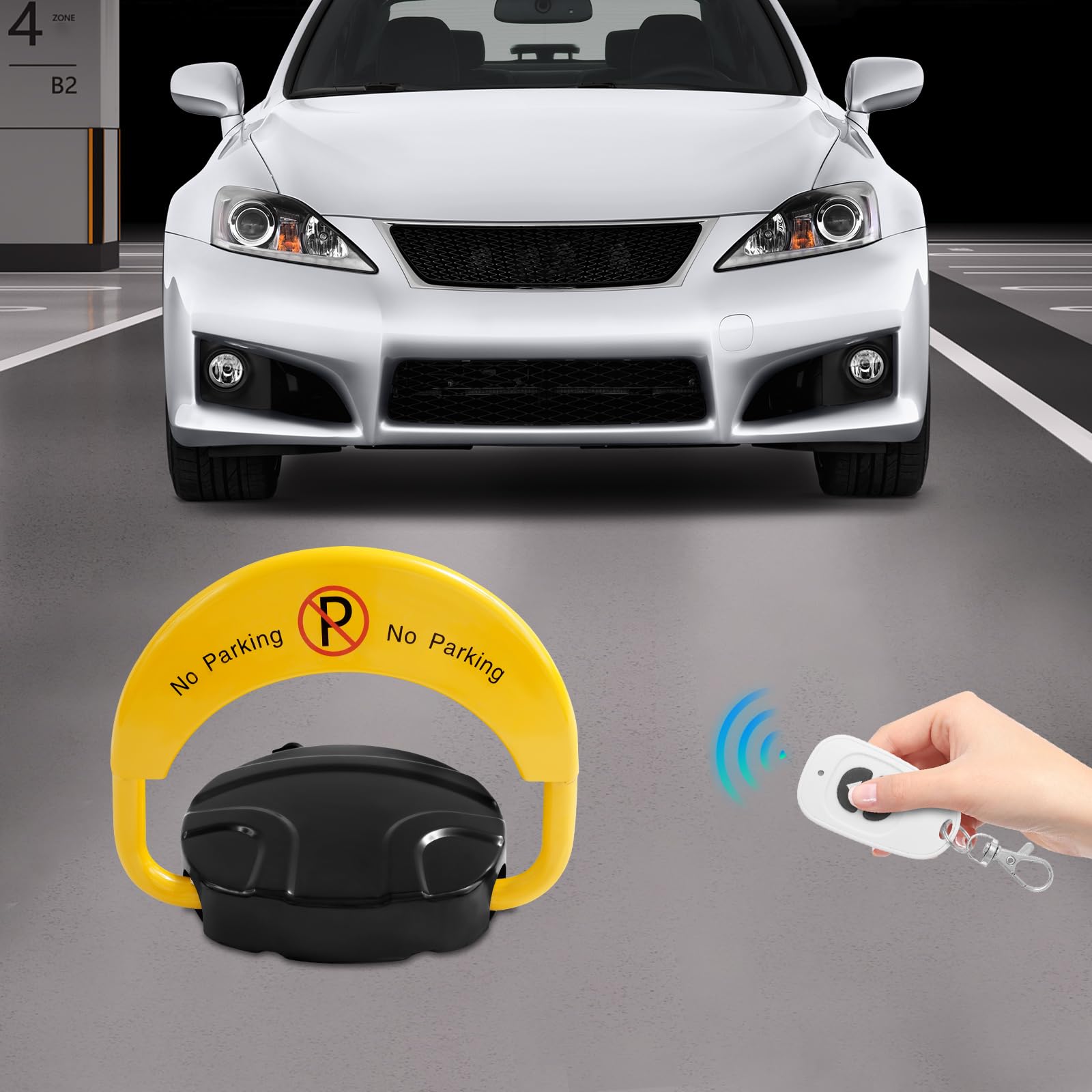 Parkplatzsperre Elektrisch Klappbar Parksperre mit 2 Fernbedienung, 6V Automatik Private Parkplatz Austauschbare Sperre mit 2 Schlüssel 11023 lbs
