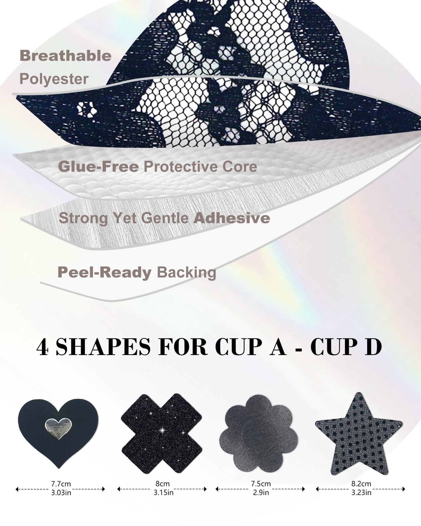 Rave Nipple Pasties Lingerie Accessories for Women Bra Boob Stickers Multicolored Nipple Covers: Black 18