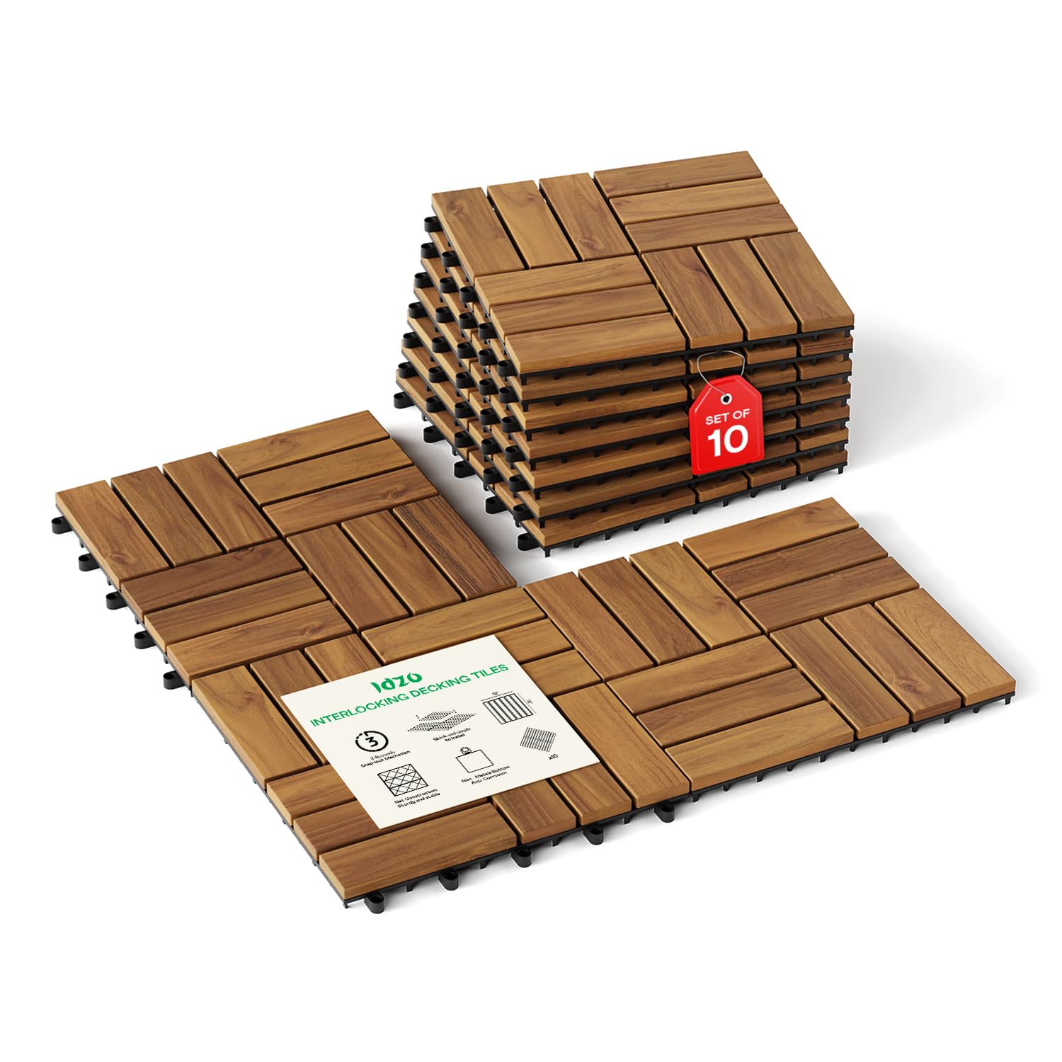 Amazon.com: IDZO Interlocking Acacia Deck Tiles 9.6 SQFT, 10PCS