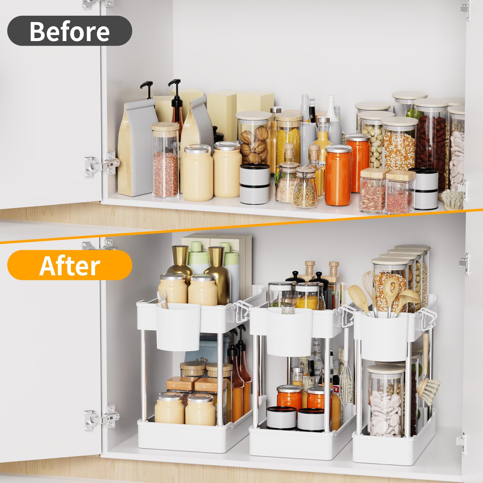 Altdnmaf 3 Pack Under Sink Organiser for Kitchen Storage & Organisation, 3 Sizes Cleaning Cupboard Organizer - Image 3