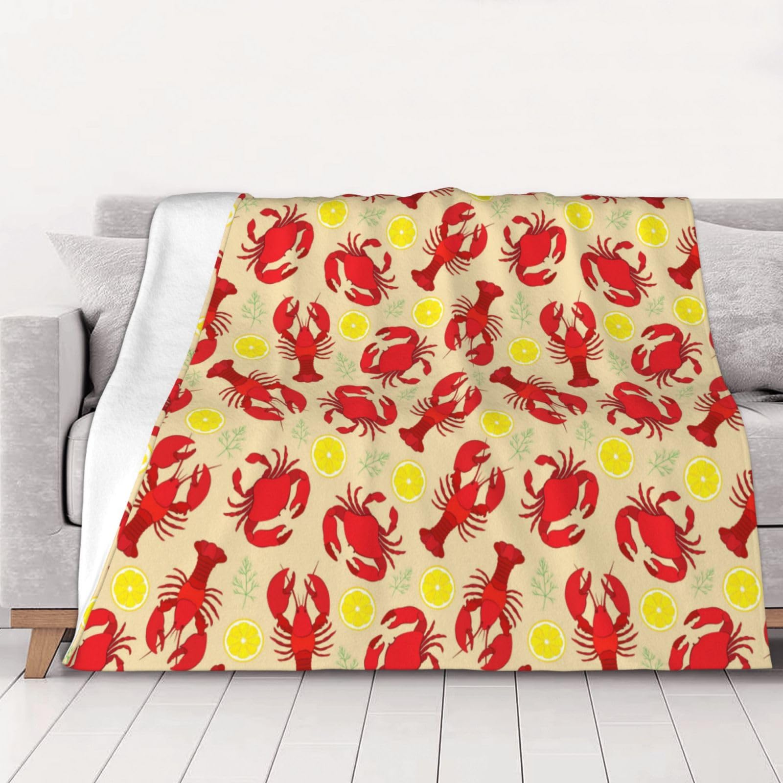Couverture chaude en flanelle homard et crabe pour stopper le froid