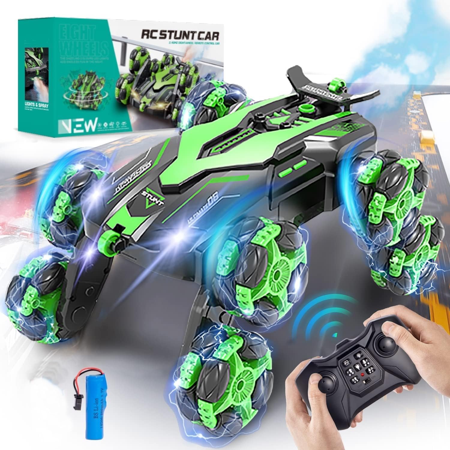 Amitasha 2.4Ghz 8 Wheel Drive Remote Control Double Sided Car Rechargeable RC 4x4 Stunt Car 360° Rotating Toy for Kids with Booster Spray Birthday Gift for Boys, Multicolor (B0DH7ZBQTL) Amazon Price History, Amazon Price Tracker