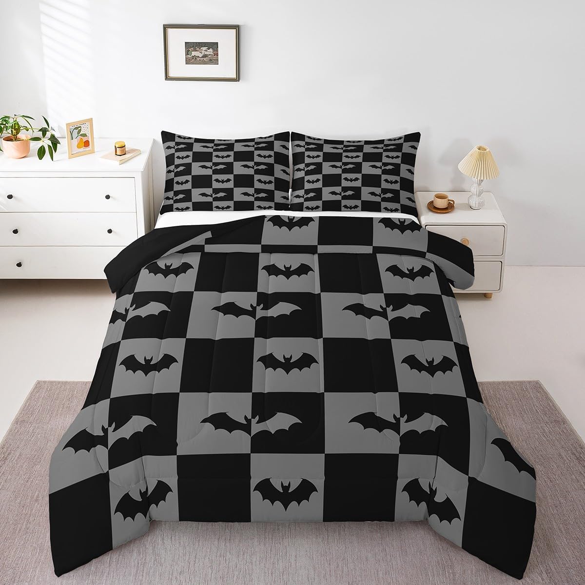 Halloween Bats Comforter Set Full Size for Kids Cartoon