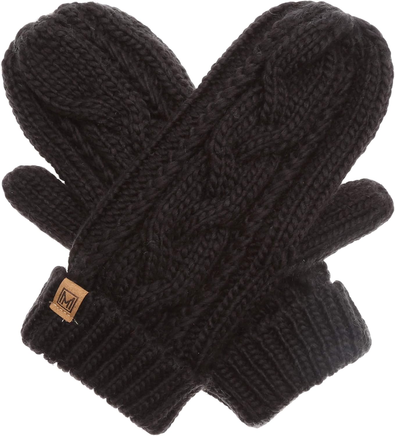 MIRMARU Women’s Warm Winter Gloves Cozy Soft Cable Knit Mittens with Fleece Lining