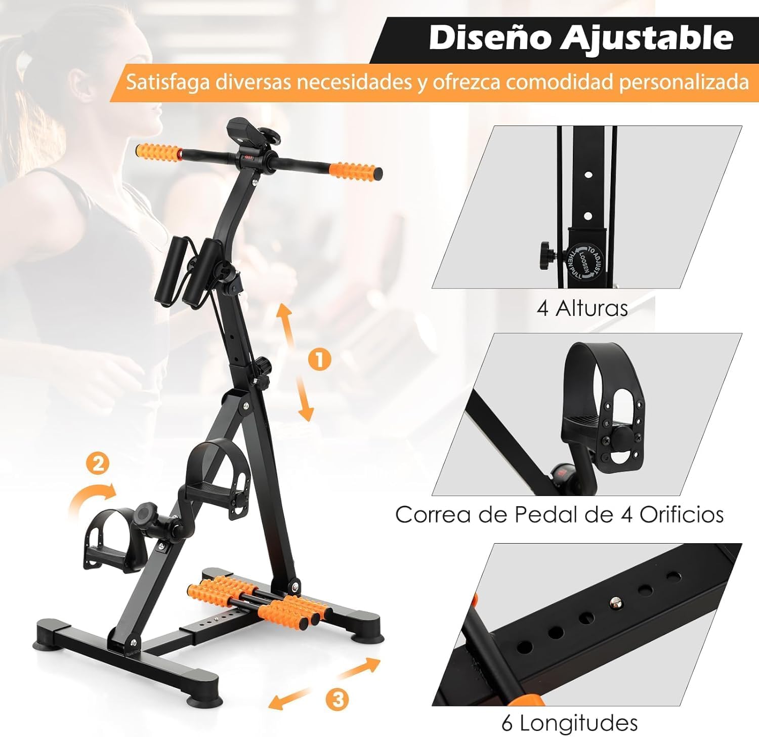 GYMAX Pedales Estaticos, Pedales Estaticos Personas Mayores de Brazos y Piernas, Pedaleador para Ancianos con Pantalla LCD, Resistencia Altura Ajustable, Ejercicio, Rehabilitación para Personas Mayore