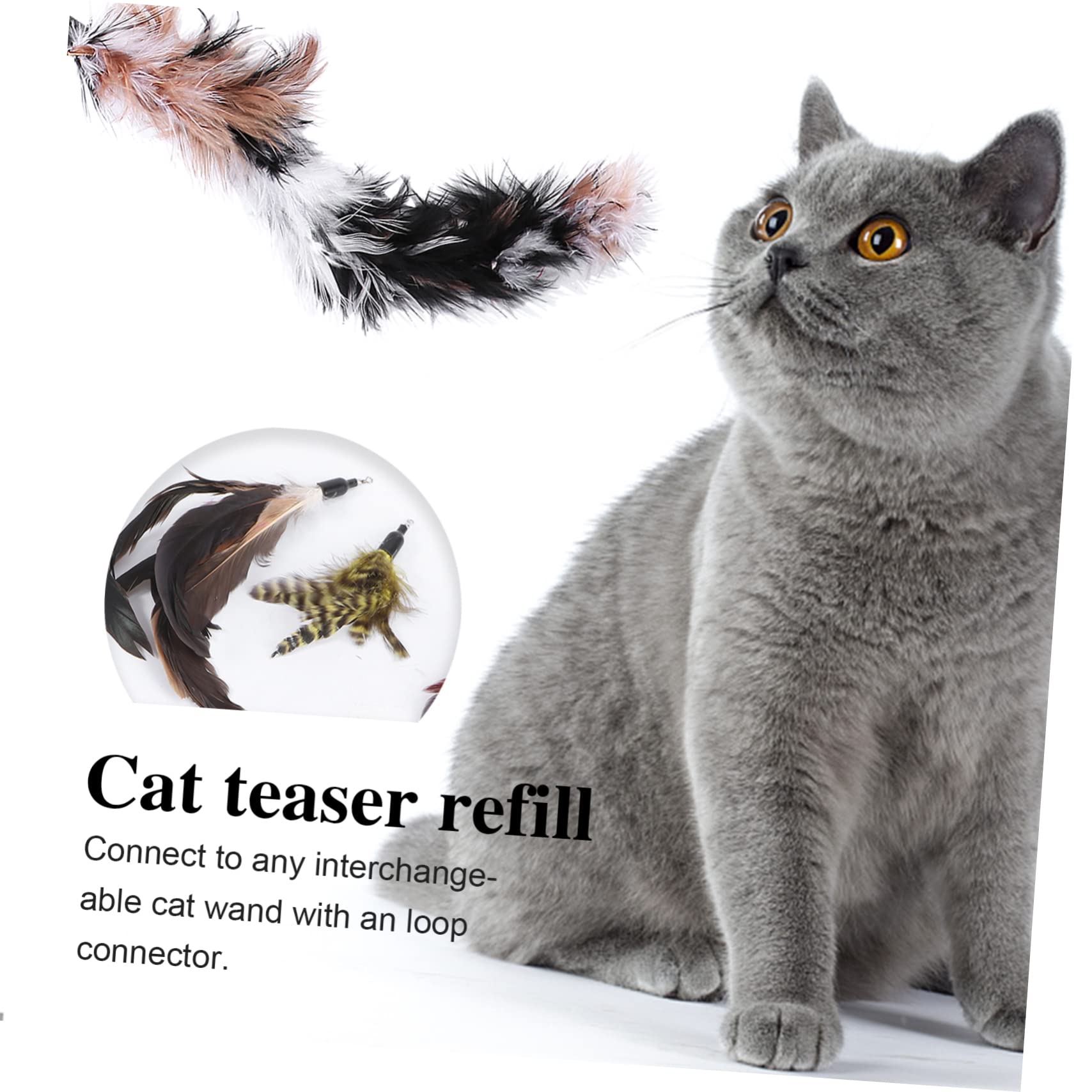 18pezzi Ricariche Per Giocattoli Interattivi Per Gatti Teste Di Ricambio Per Canna Da Pesca Con Piume e Materiali Sicuri Per Ore Di Gioco Spensierato