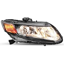 SOCKIR Halogen Headlight Assembly for 2012-2015 Honda Civic Sedan 4-Door