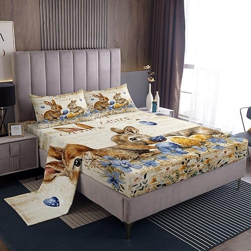 Miniatura 26 de Castle Fairy Juego de sábanas con estampado musical rústico, tamaño individual, juego de sábanas con estampado de instrumentos de guitarra y bajo,