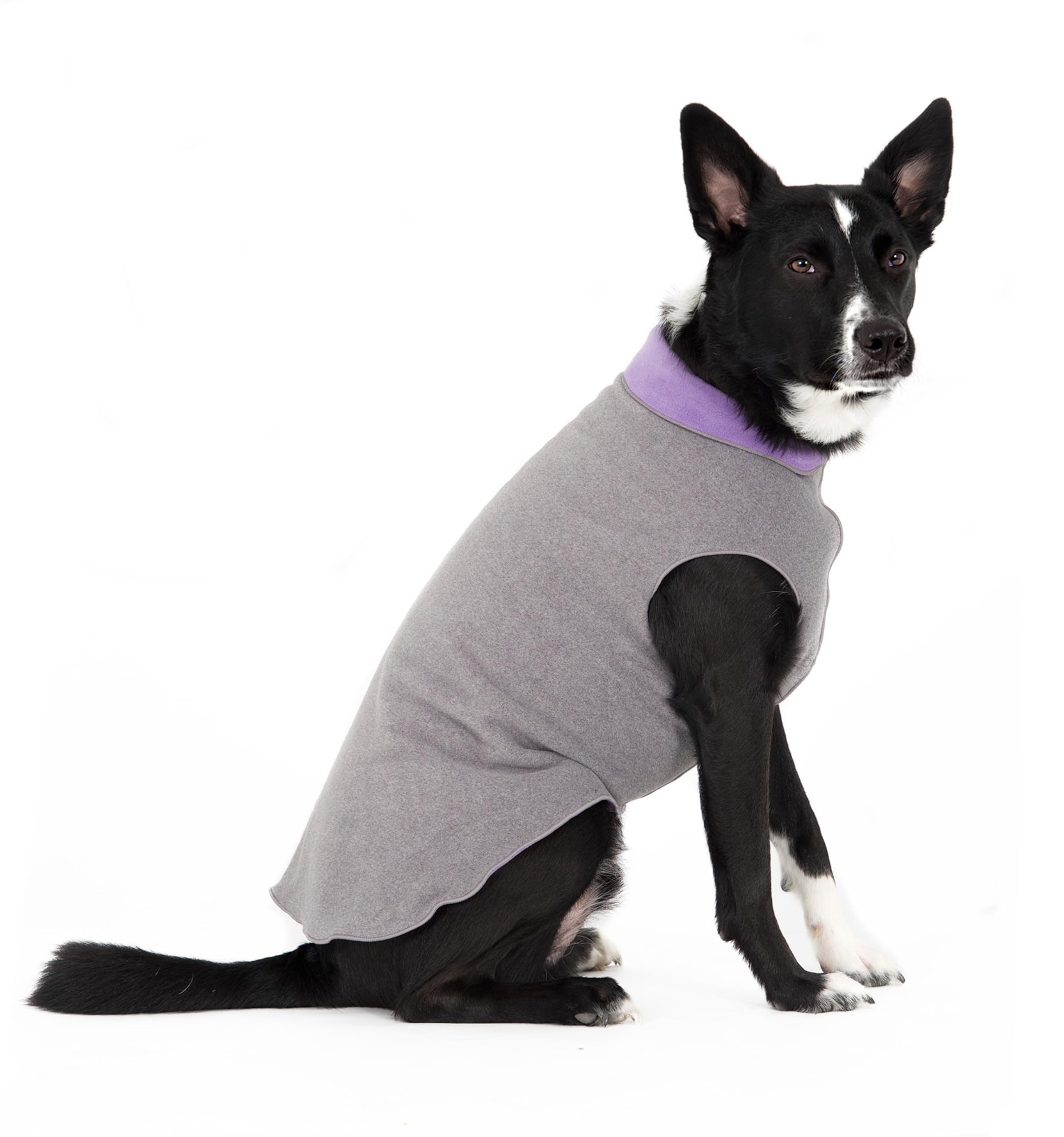 Gold Paw Duluth Double Fleece Dog Coat Pullover – Soft, Warm Dog Clothes, 4-Way Stretch Pet Sweater – Machine Washable, All-Season, Charcoal/Lavender, 18 — image 1