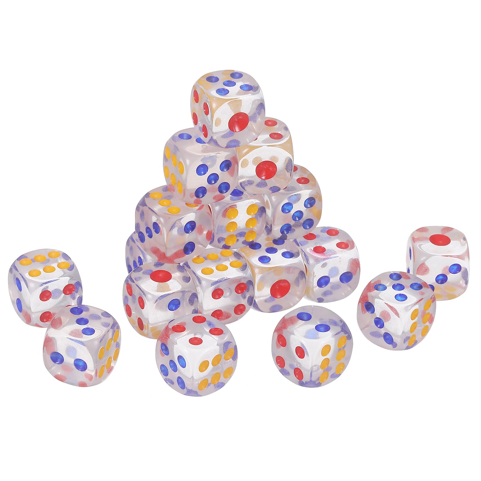sourcing map 20Pcs 6 Sided Acrylic Dice, 16mm Game Dice Transparent