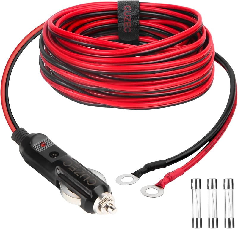 Plug Macho para Acendedor de Cigarros CUZEC 15 A com Cabo 16 AWG de 4 m – 12 V/24 V