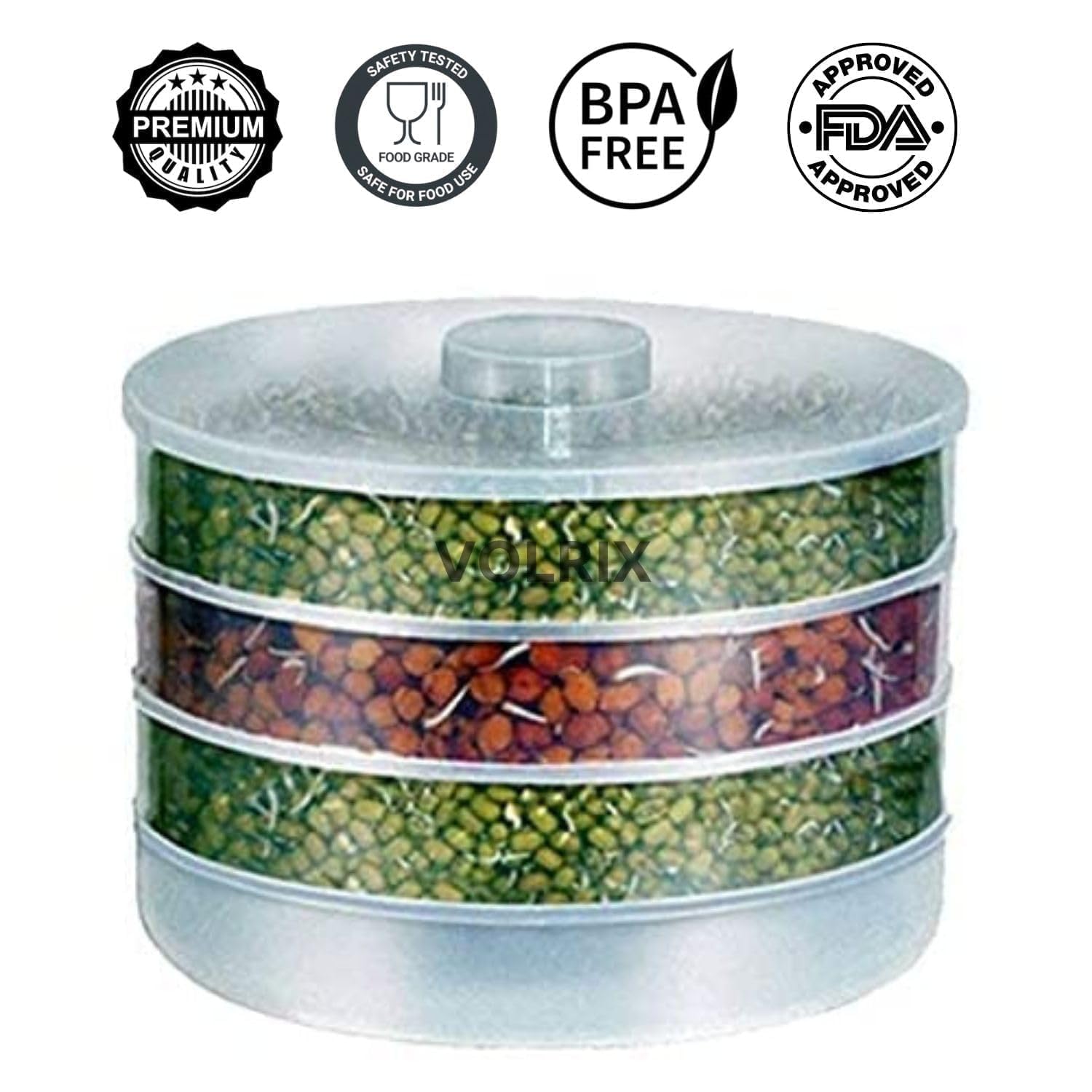 KESI ORNAMENTS Sprout Maker With 4 Compartments For Multi Purpose Use - Plastic Grocery Container Sprouted Grains Jar (500Ml,4-Layer) — Amazon image 4