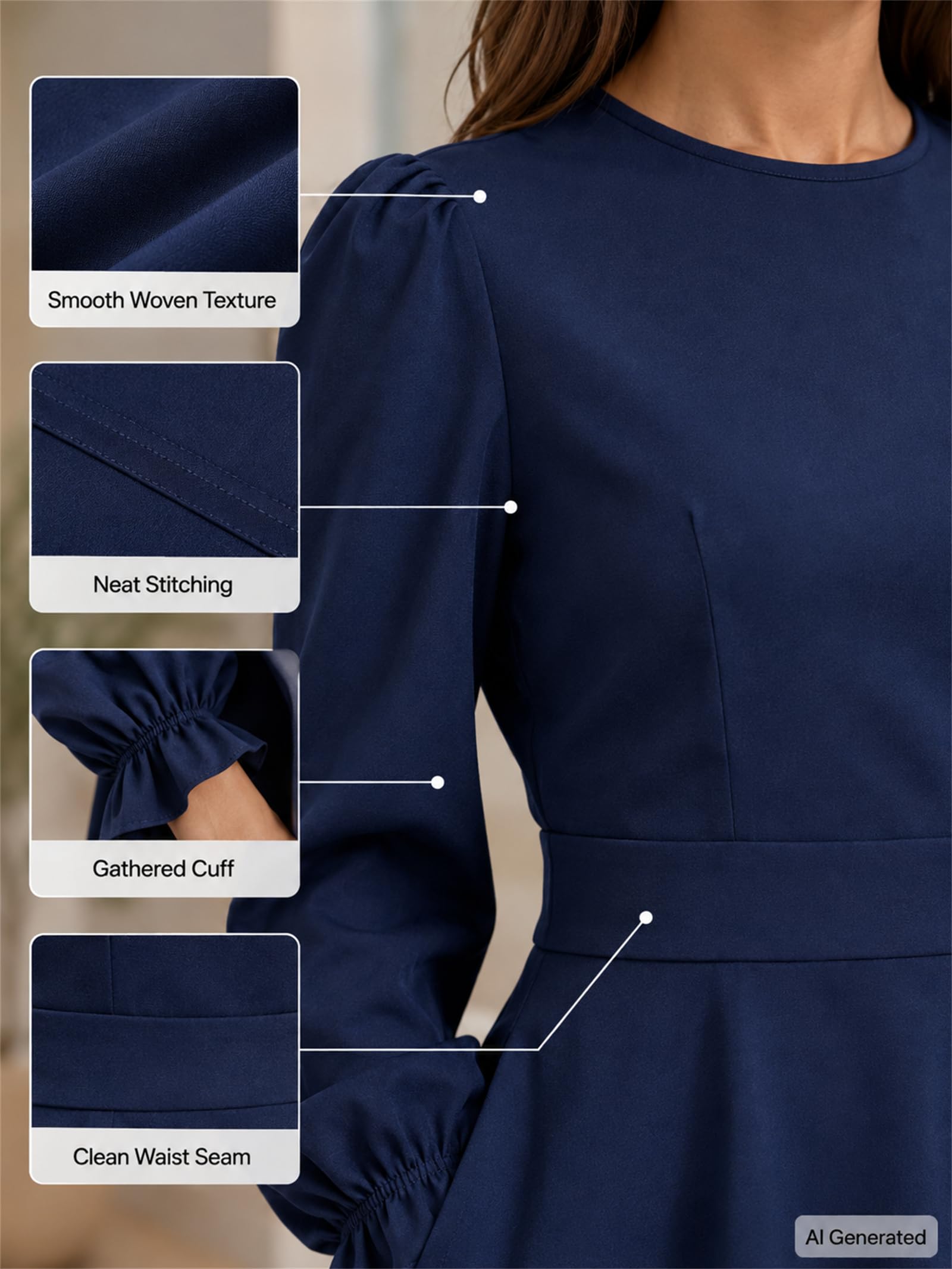 2-teiliges Outfit für Damen, langes Oberteil mit Puffärmeln und weites Bein