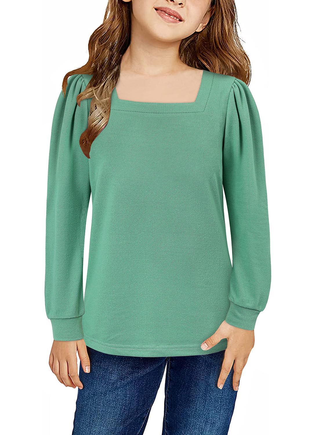 storeofbaby Shirts for Girls Long Sleeve Casual Loose Fit Tunic Tops Solid Blouses