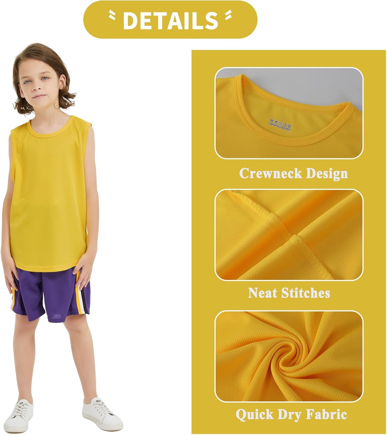 Phedrew 5 Pack Boys Youth Kids Mesh Athletic Quick Dry Tank Tops Moisture Wicking Active Sleeveless Shirts (Age 4-18) - Image 3