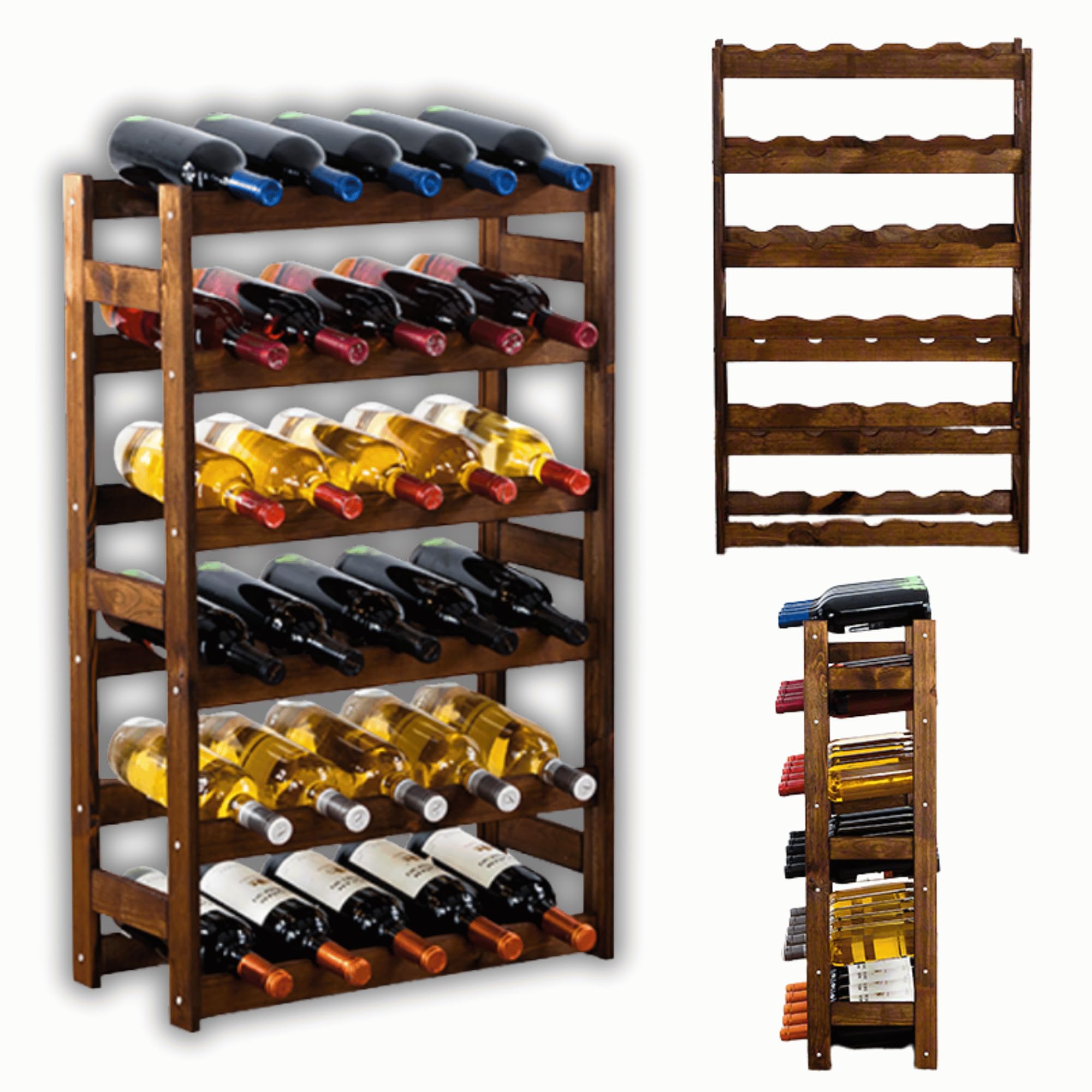 MODO24 Flaschenregal Weinregal Holz für 30 Flaschen