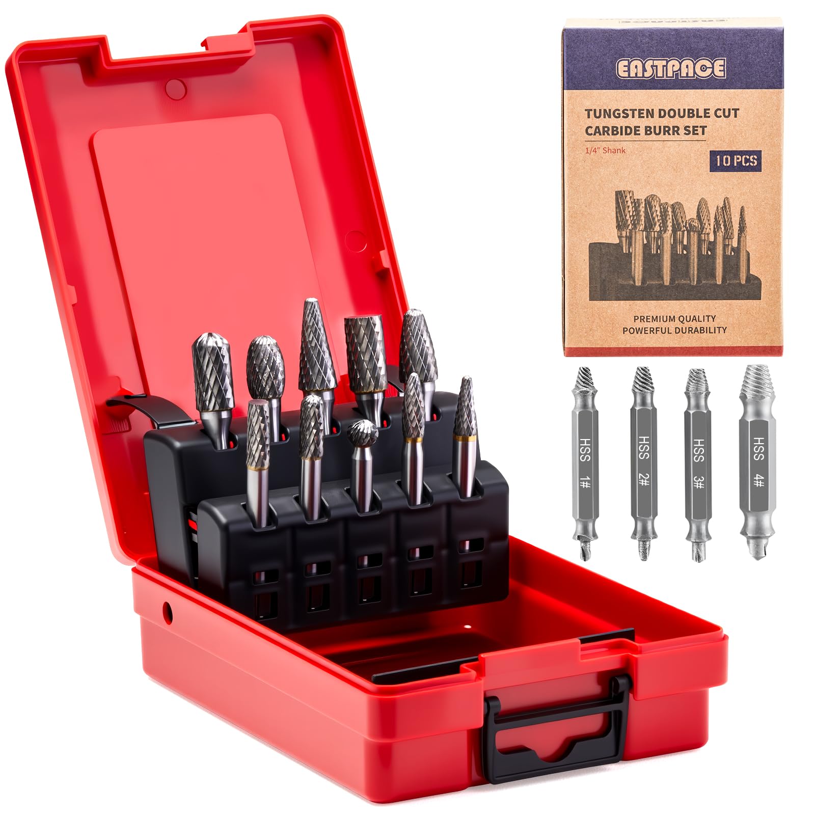 10 PCS 1/4" Shank Tungsten Carbide Burr Set Double Cut for Metal Grinding, Deburring Die Grinder Bits Fit Dewalt Milwaukee Die Grinders Accessories 1PC Mandrel & 5PC 3inch Cut Off Wheel — Amazon image 7
