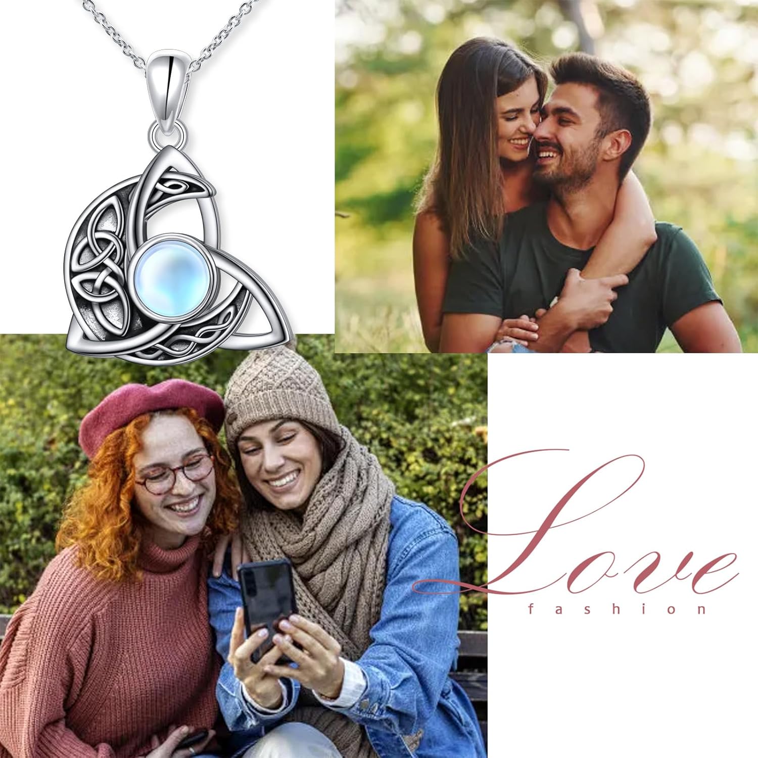 S925 Sterling Silver Celtic Moon Necklace Celtic Knot Moonstone Pendant Necklace Crescent Irish Jewelry Gift for Women Men - Image 7