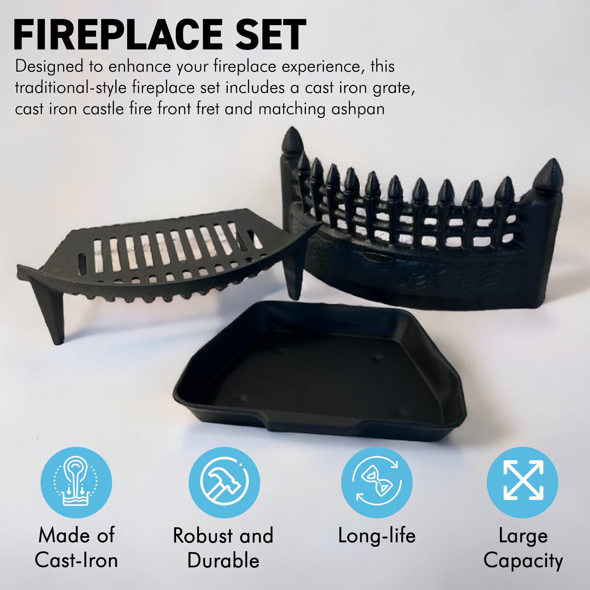 Accessori Camino 16 Pollici Set Griglia Camino Ghisa 40.6cm Con