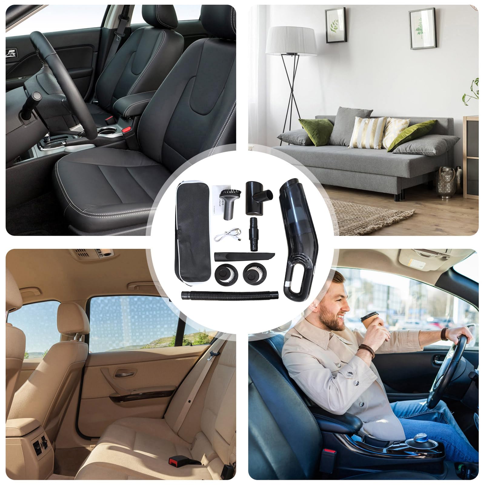 Générique Handstaubsauger mit Tierhaaren, 5000 Pa, kabellos und wiederaufladbar über USB – tragbares Werkzeug für Hunde- und Katzenhaare, Auto, Haus, Hund, Katze, Sofa, Bett, , Teppich, Büro