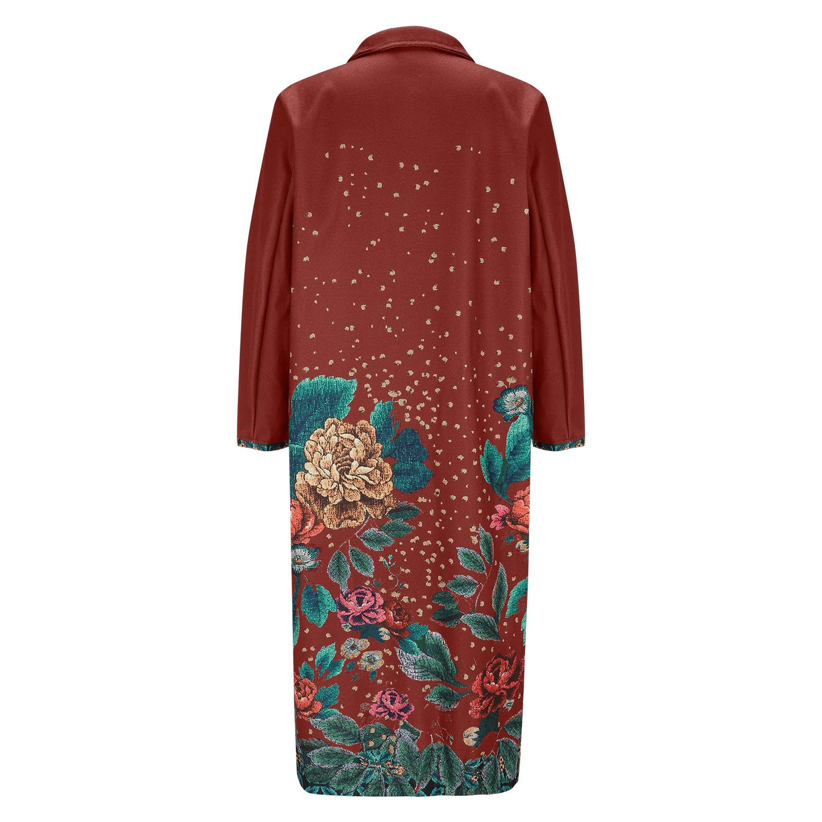 Generisch Chaqueta de invierno para mujer, cálida chaqueta de tweed con estampado floral, cuello alto, abrigo de invierno, ropa de exterior, gabardina resistente al viento, chaqueta vintage con