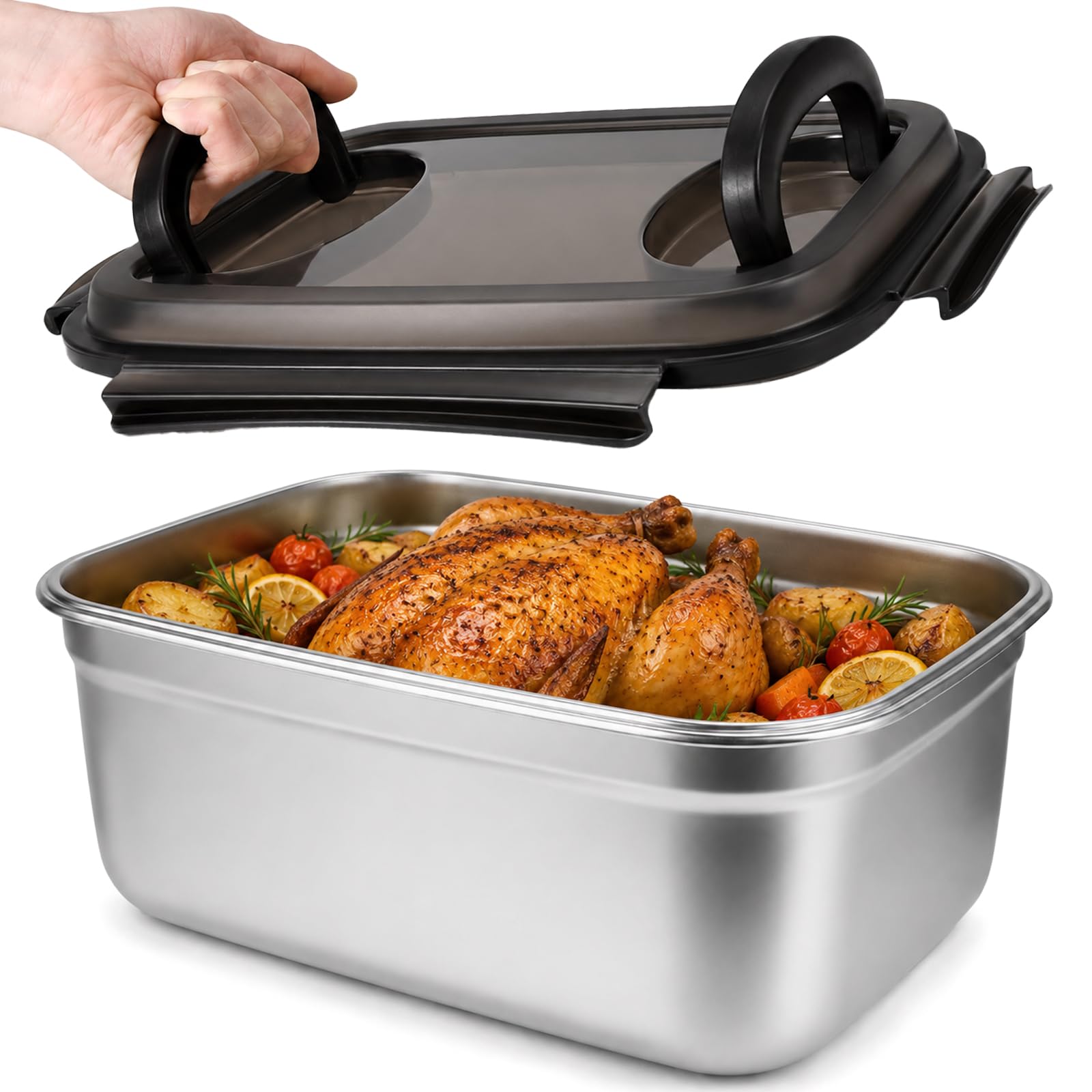 Large Stainless Steel Food Storage Container with Lid, 7.5 L Meal Prep Box