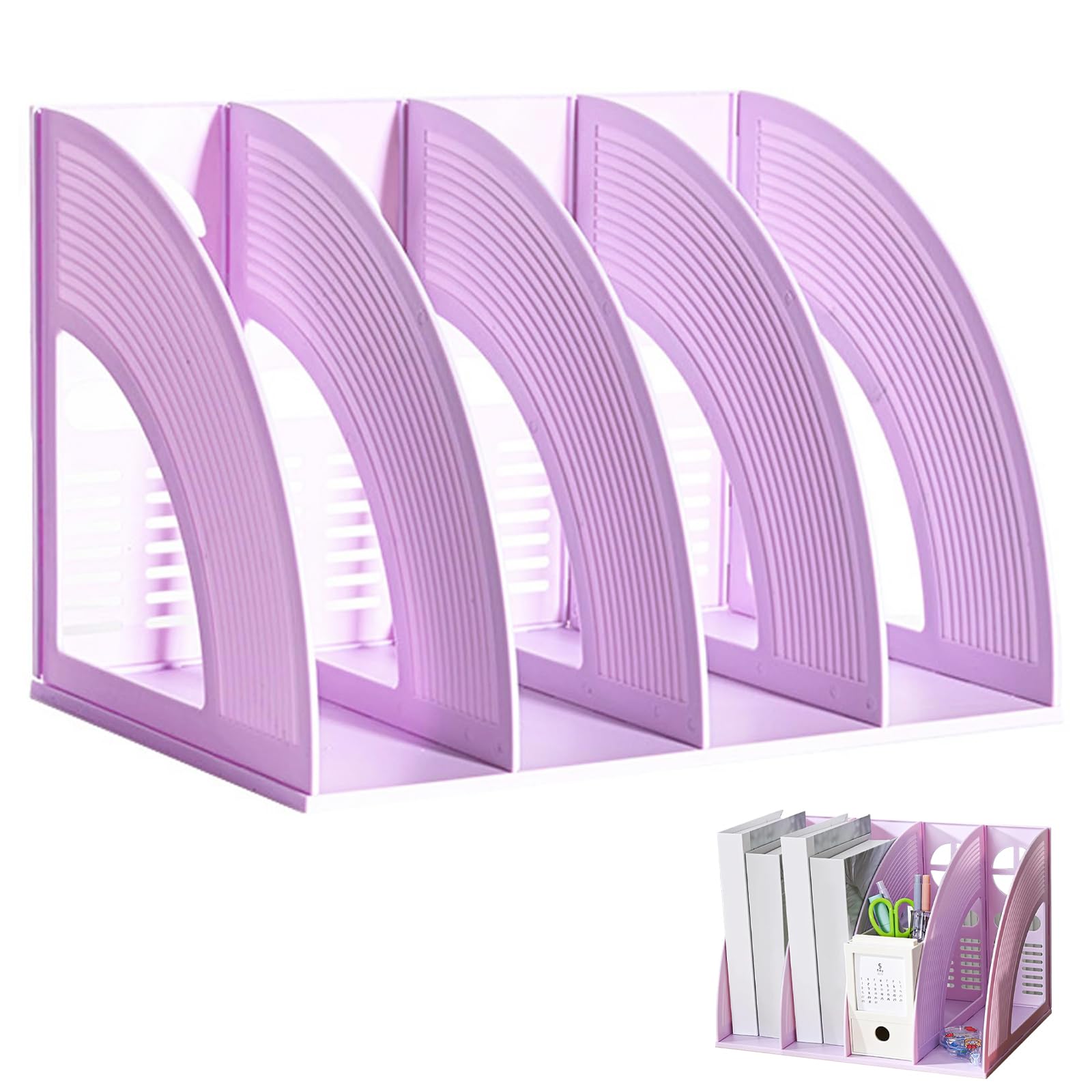 Archivador de Revistas Vertical A4 4 Compartimentos Plástico Escritorio