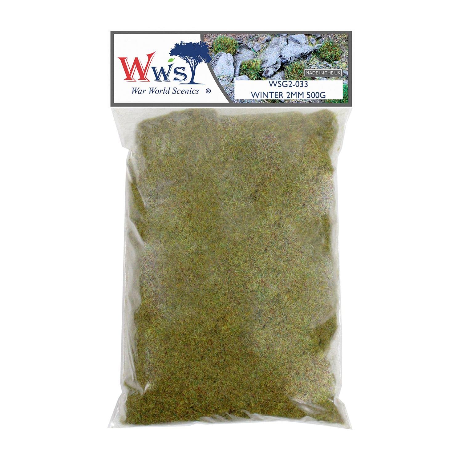 WWS War World Scenics WWScenics | 2mm Winter Statische Grasfasern | 500g | WSG2-033 | Streugras für Modellbahn und Modellbau