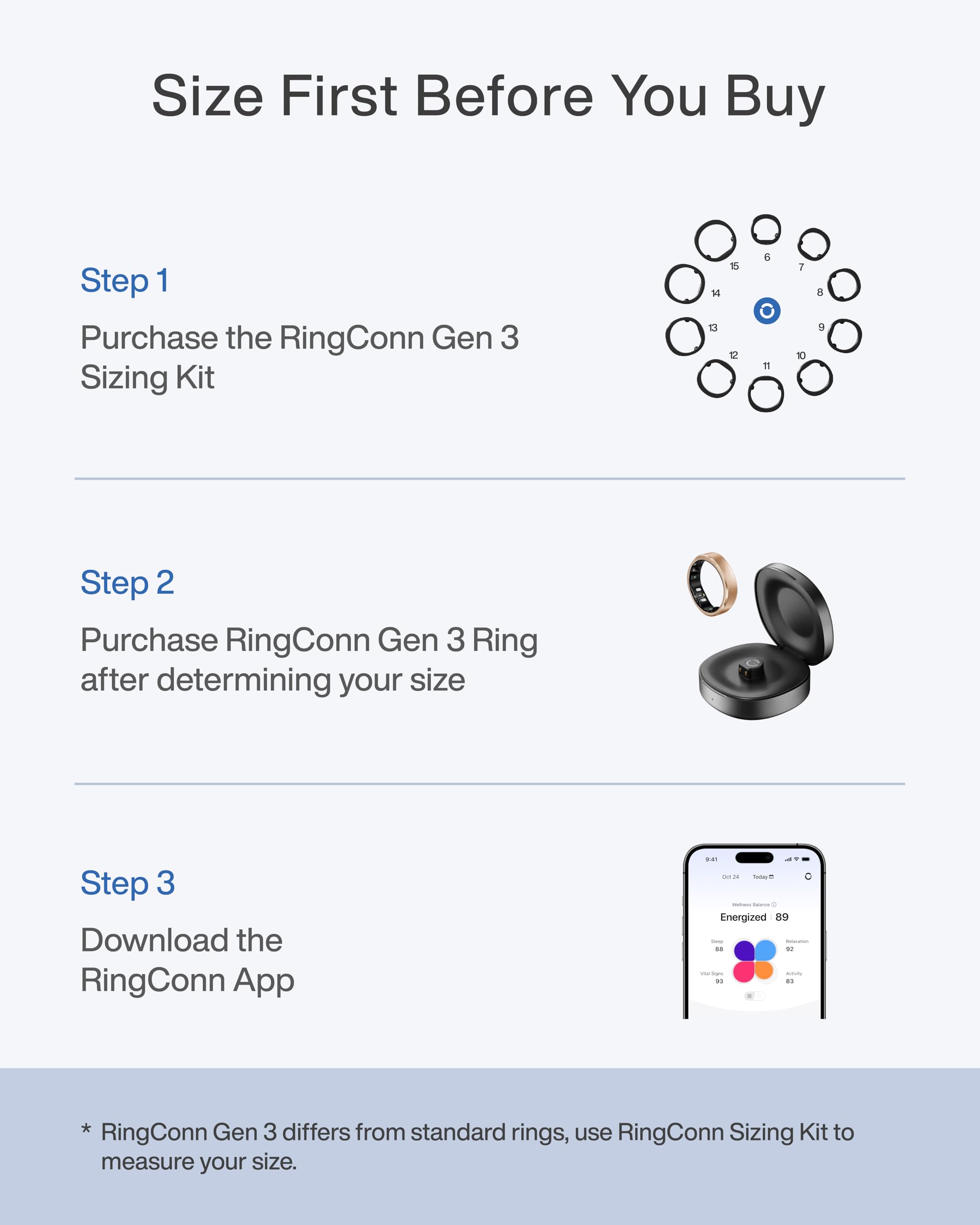 RingConn Gen 3, Primer Anillo Inteligente del Mundo con Tendencias Vasculares, Sin Suscripción, Alertas por Vibración, Sueño, Fitness, Frecuencia Cardíaca, 14 Días de Batería(10, Oro Real)