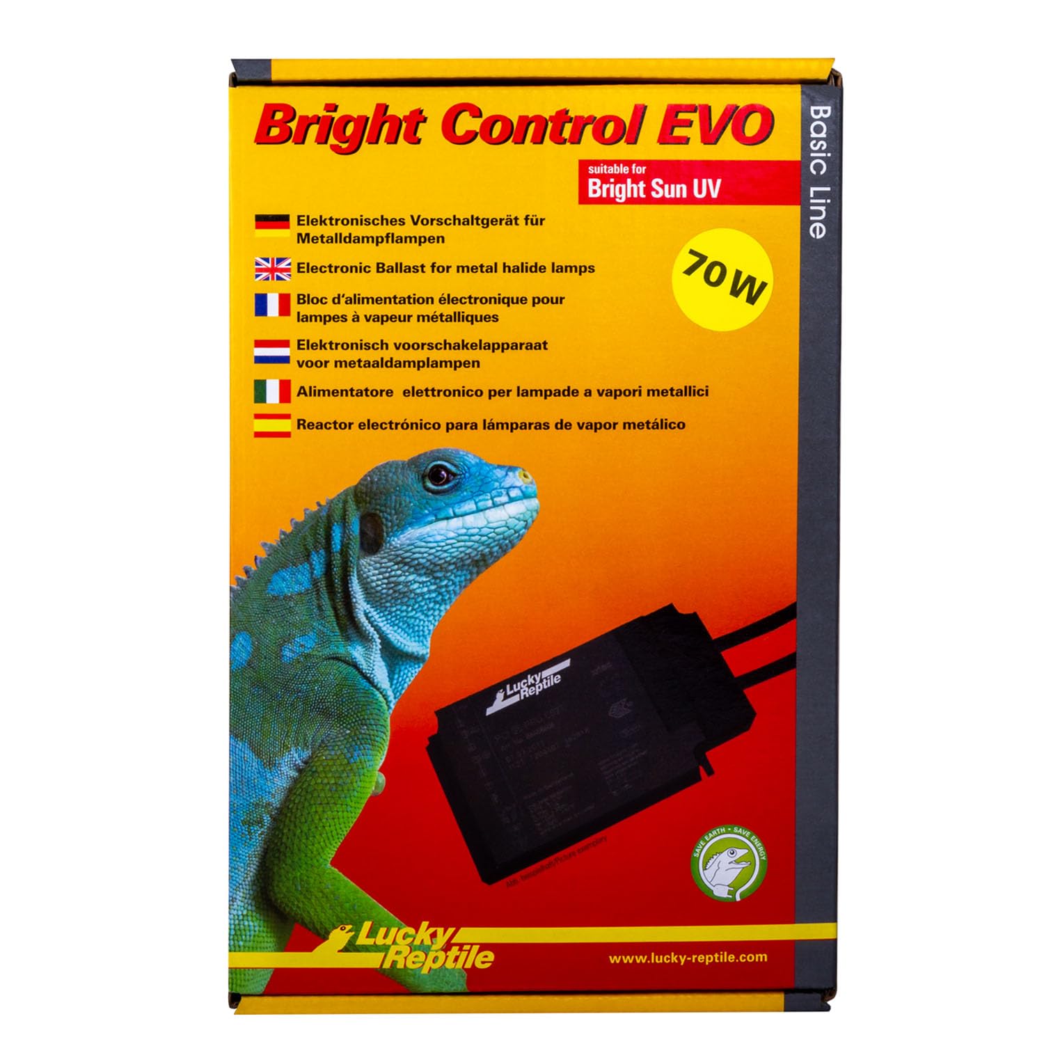 Lucky Reptile Bright Control EVO - 70 W balasto para lámparas de halogenuros metálicos - Balasto electrónico para Bright Sun UV - Unidad operativa lámpara UV - Accesorio iluminación de terrario