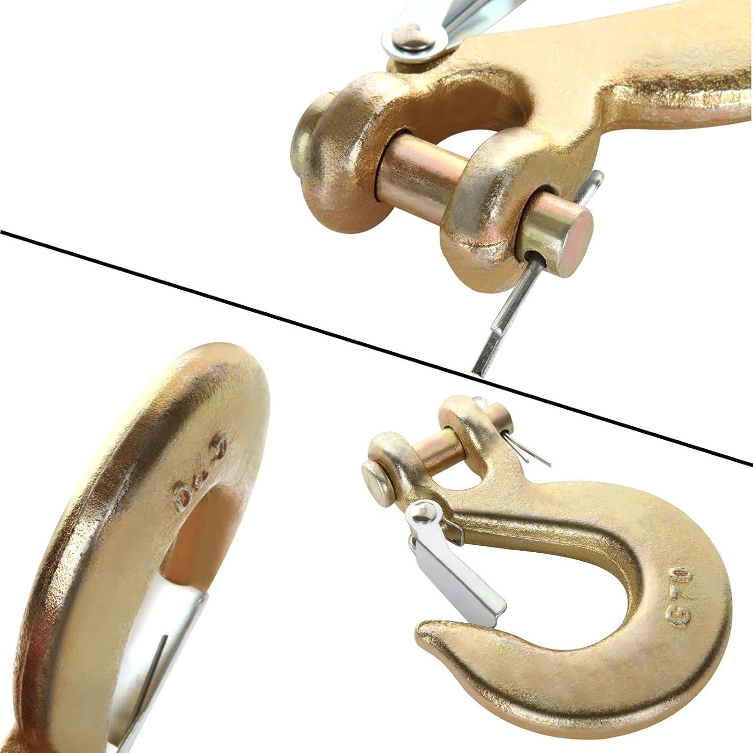 LANIAKEA 4Pack 3/8 Inch Clevis Slip Hook, Heavy Duty Forged Steel Safety Hook with Latch, G70 Tow Chain Wrecker Truck Trailer Tie Down, 18,000 lbs Capacity - Image 3
