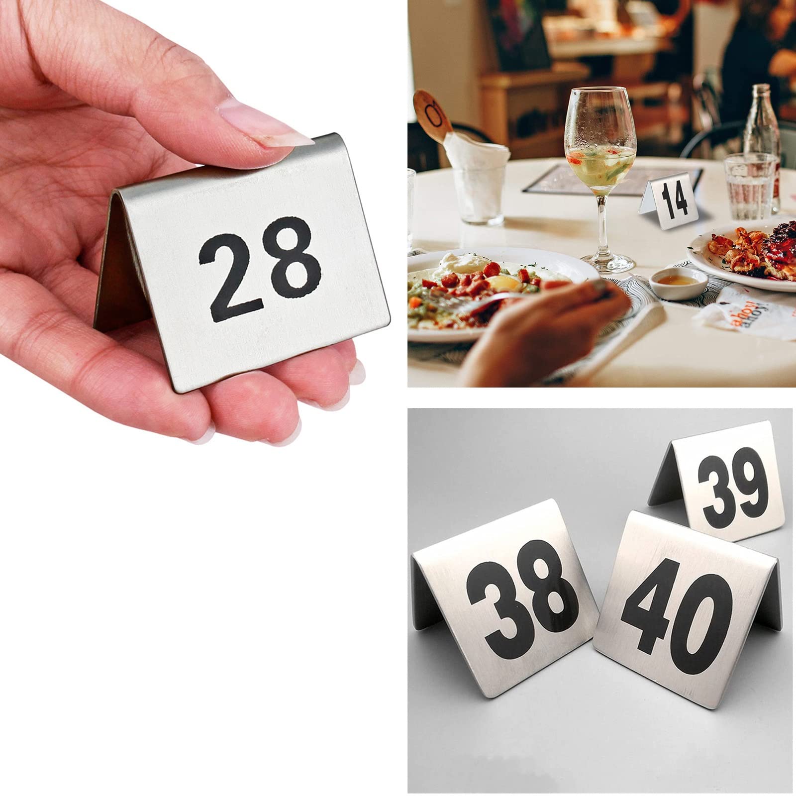 Tarjetas para Colocar Comidas para restaurantes, cafeterías, números de Mesa, números de Mesa Estilo, Placas apilables con Carteles Digitales, Reutilizables (Color: 1 a 50, tamaño: 5 x 5 cm)