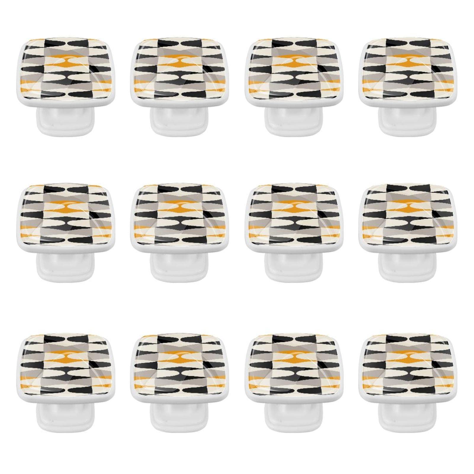 Boutons de commode gris géométriques poignées de tiroir de cuisine lot de 12