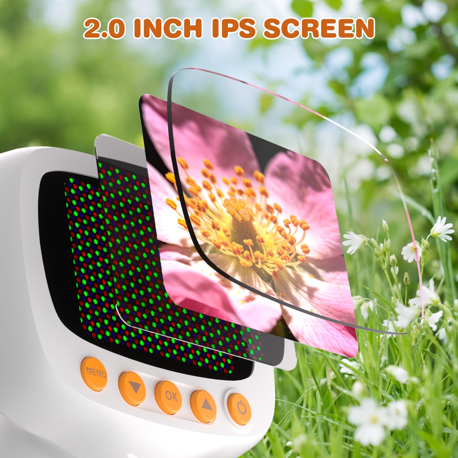 Microscopio de bolsillo para niños de más de 3 años, microscopio de mano 1000X para niños con IPS digital de 2 pulgadas, mini lupa portátil para video fotográfico, digiscopio edu científico, ideas de