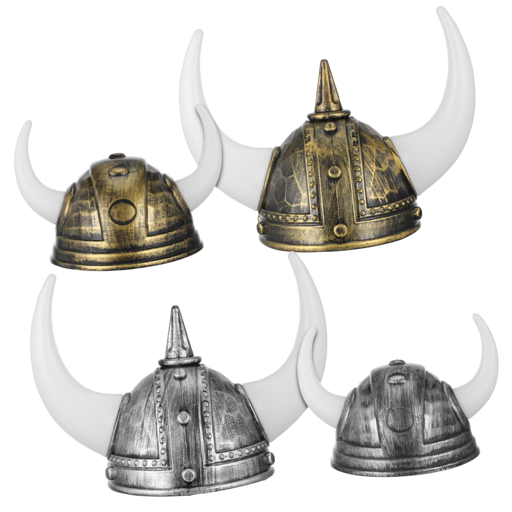 Sombrero Vikingo de Plástico 4 Piezas para Fiesta y Eventos | Hecho a Mano y Reutilizable, Estilos Versátiles, para Actividades Escolares y Grupos Infantiles o Adultos