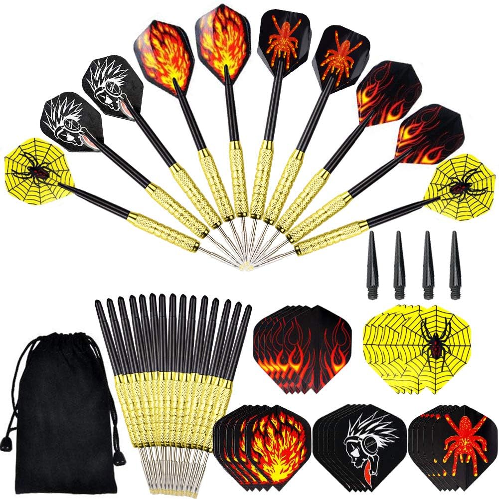 BESTZY Professional Darts Steel Tip Set,15Pcs Steel Tip Throwing Darts 18 Grams with Aluminum Shafts and 5 Style Flights