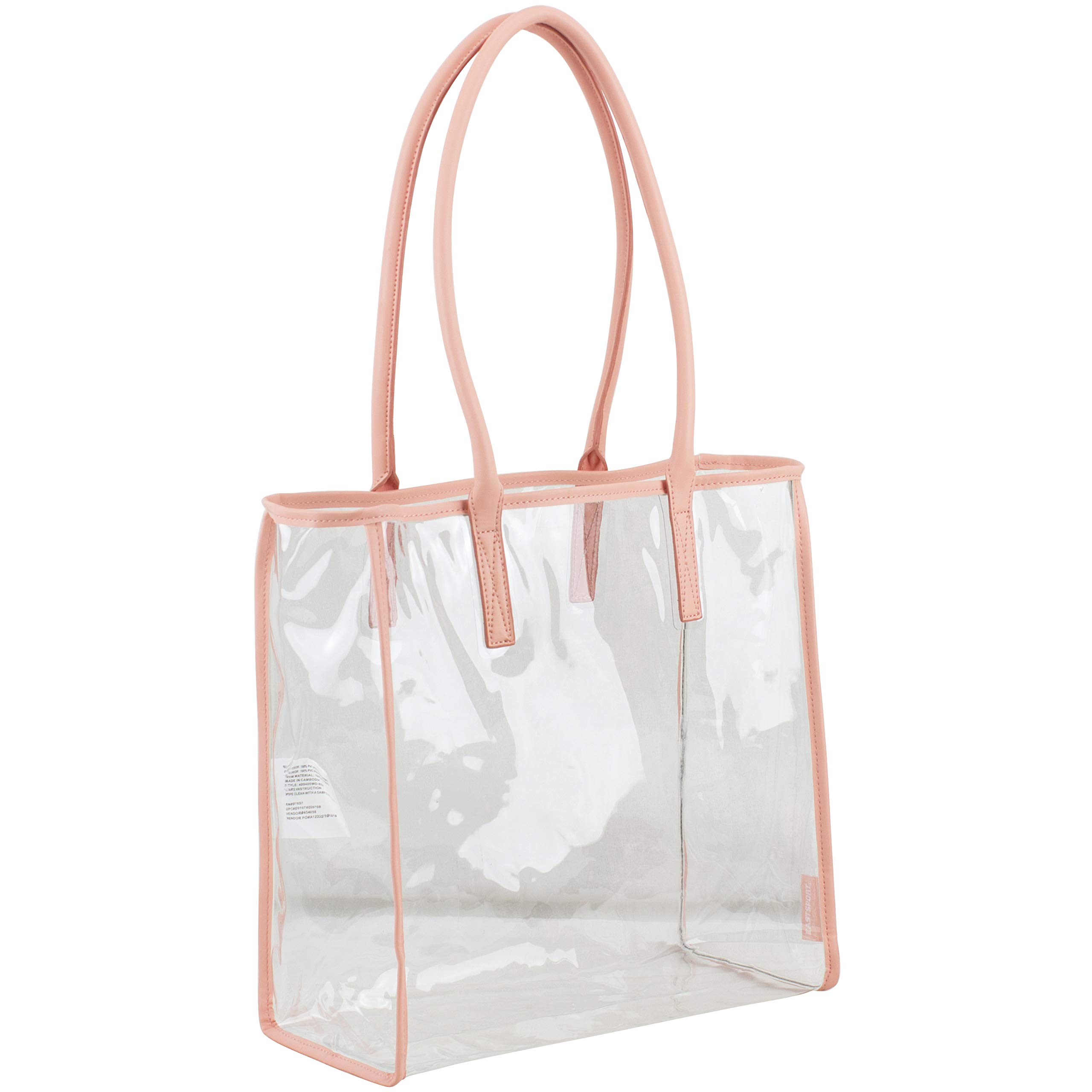 Eastsport Clear Handbag Bundle Set, Heavy Duty PVC Transparent See Through Daypack Tote Bag for College Workplace, Blush