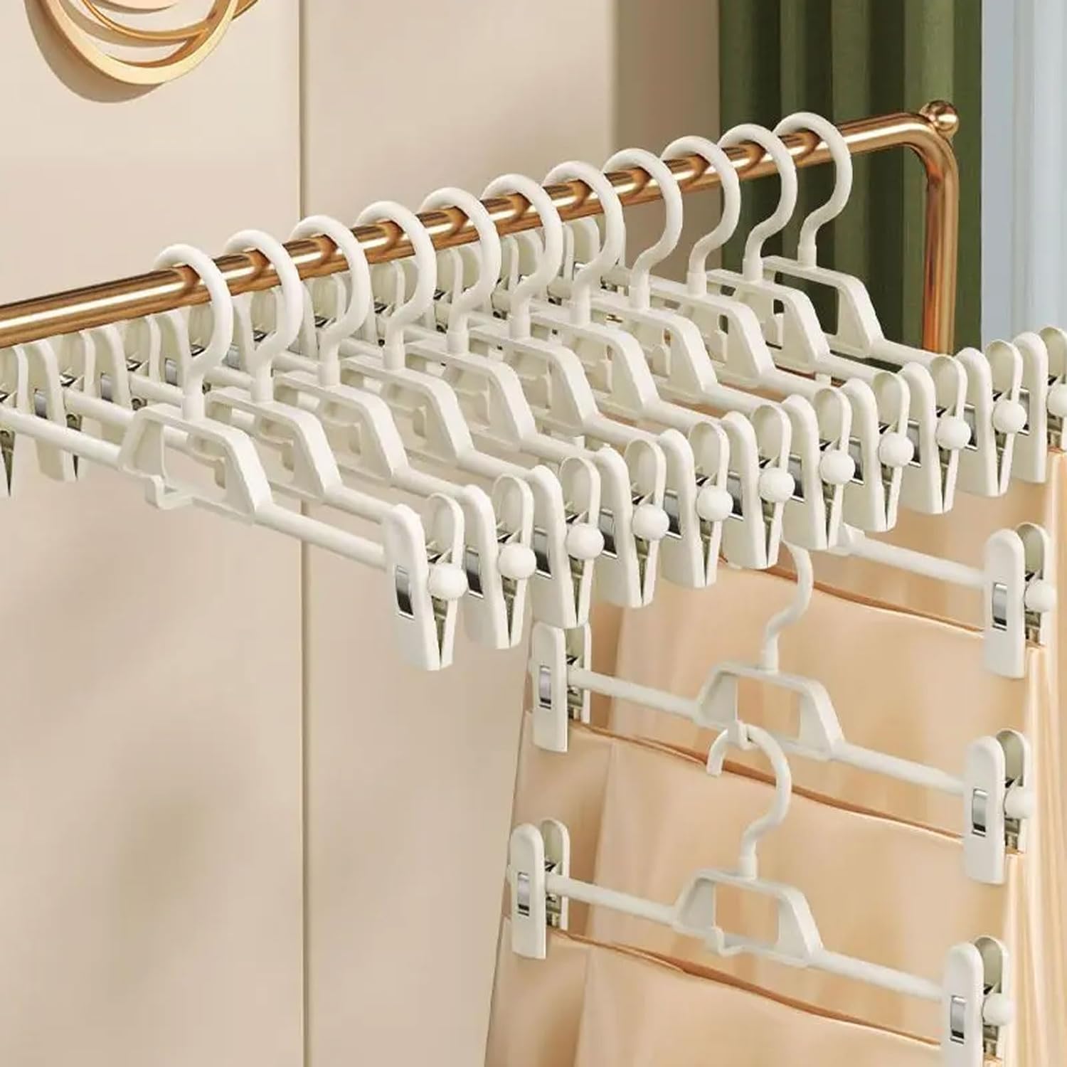Perchas Camisas Colgador De Clavija para Falda, Gancho para Ahorrar Espacio, Soporte para Pantalones, Pinza De Ropa Ajustable, 10 Uds. Hombros para Perchas(Grün)
