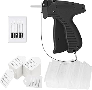Price Tagging Gun for Clothing, Standard Retail Price Tag Attacher with Gun Kit 400 Clothing Label Tags, 1600 1" Barbs Fasteners, 5 Needles, Price Tag Gun, Black