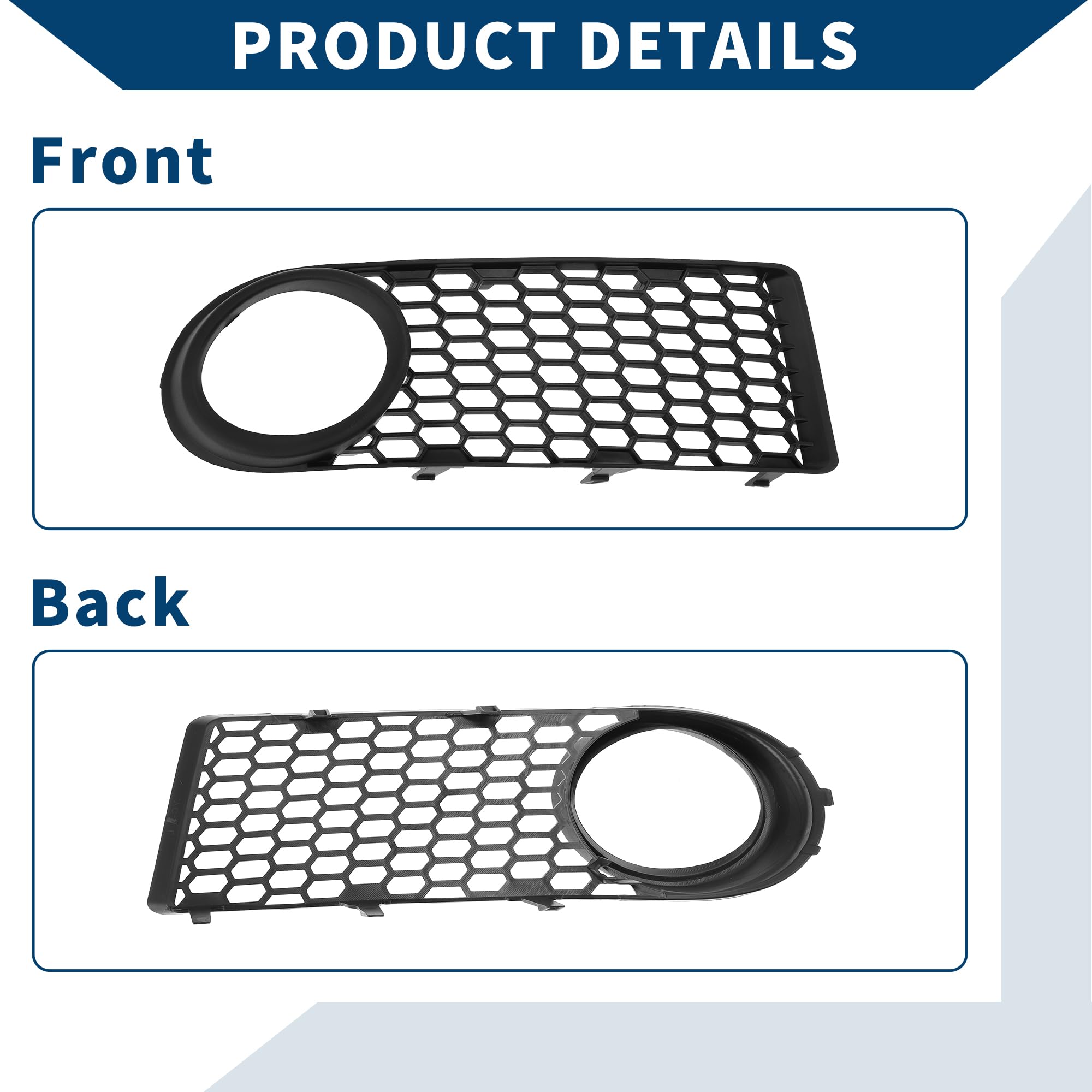 N°1C0807684B Grille De feux- Antibrouillard Pour Volkswagen Beetle 2006-2010 Couvercle Inférieur Avant Droit De feux- Antibrouillard Inserts De Couvercle Abs 1 Pièce Noir