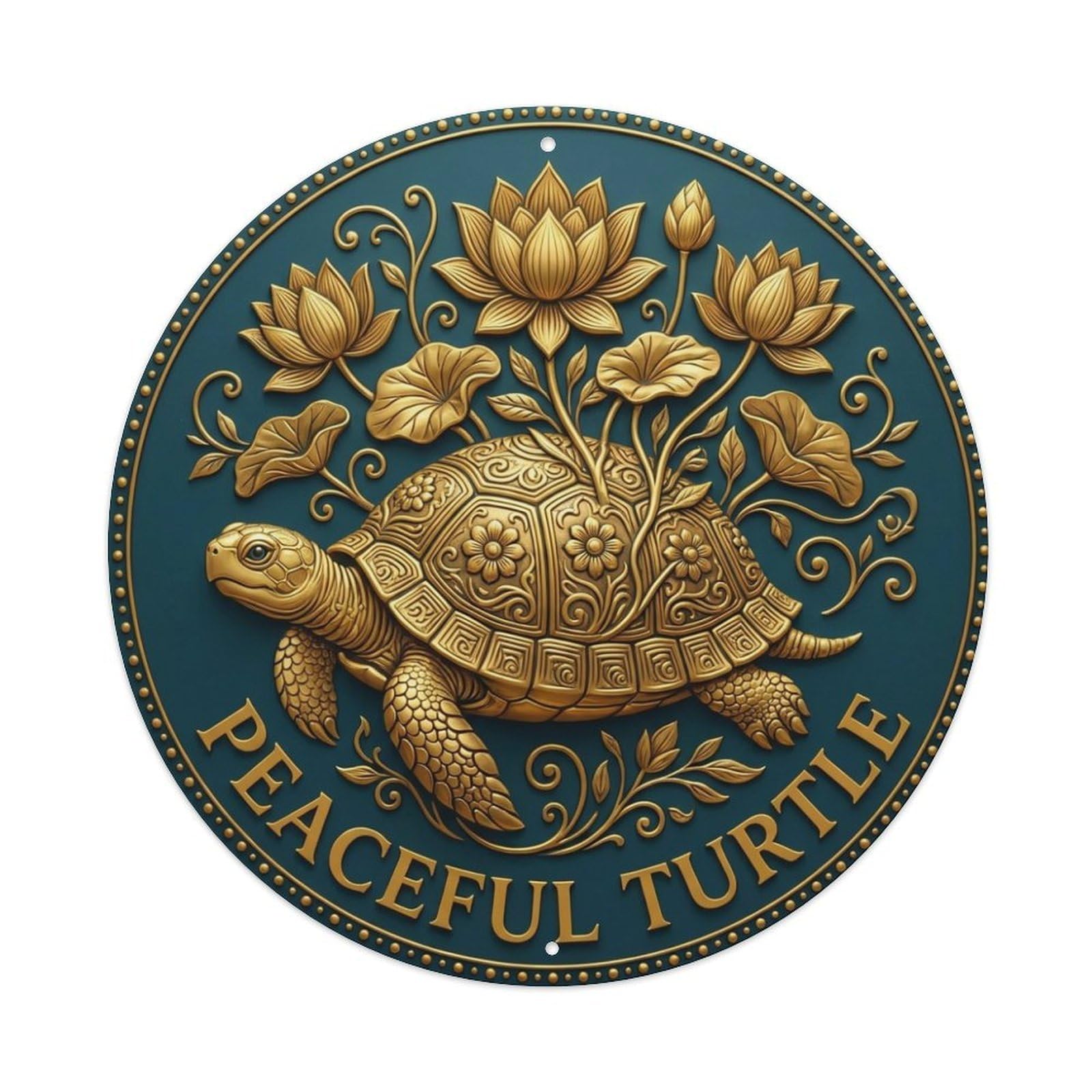Vintage Peaceful Turtle Flower Zen Yoga Metal Tin Sign