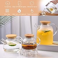 Vista 5 de Tetera de vidrio de 34 oz/33.8 fl oz, tetera de borosilicato segura para estufa y microondas, tetera transparente con colador, tetera de vidrio