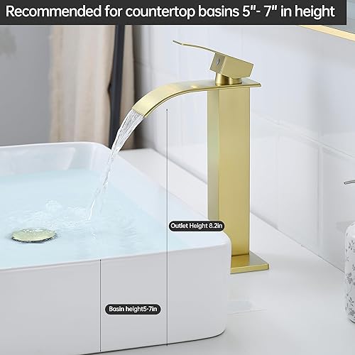 Miniatura 48 de Fransiton Grifo de baño de cascada de bronce aceitado con una sola manija de 1 o 3 agujeros, grifo de lavabo con cubierta y drenaje desplegable