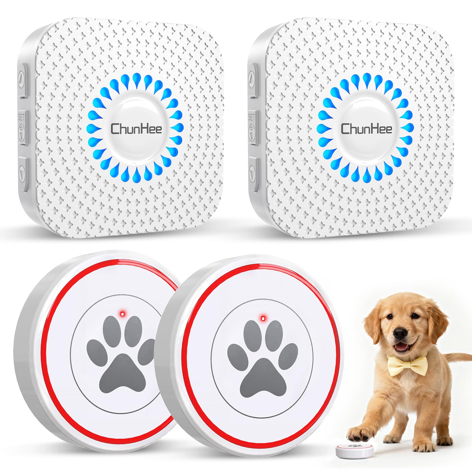 Dog Door Bell for Potty Training, IP55 Waterproof, 55 Ringtones, 0-115dB