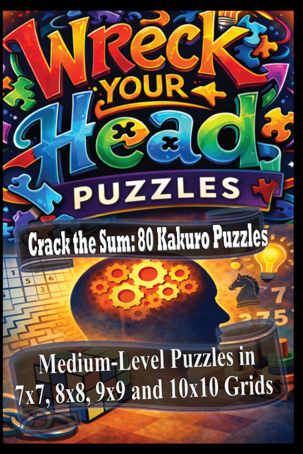 Crack the Sum: 80 Kakuro Puzzles: 80 Medium-Level Puzzles in 7x7, 8x8, 9x9 and 10x10 Grids
