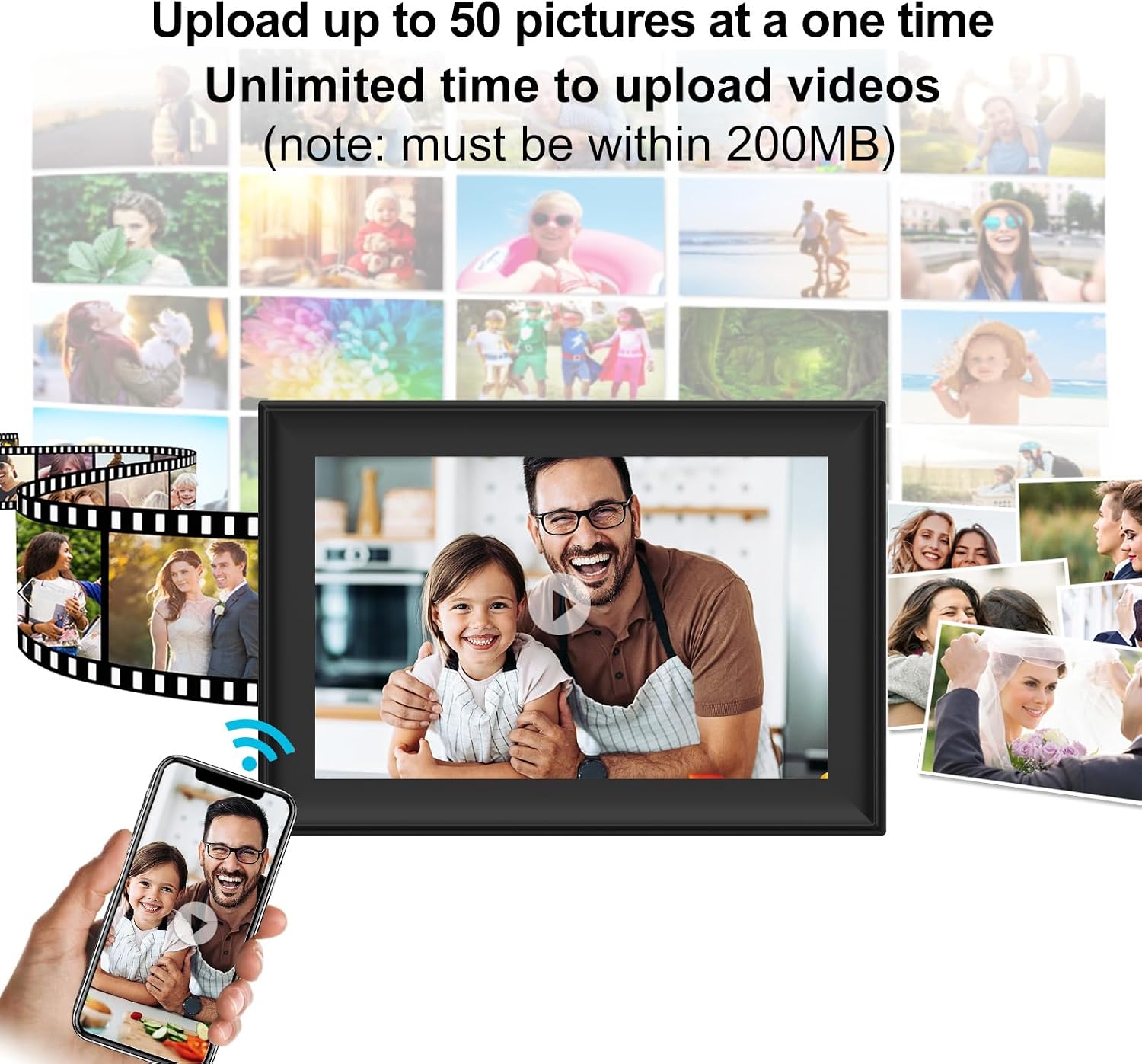 SSA WiFi Frame 32GB Digital Picture Frame WiFi 10.1 inch Digital Photo Frame with IPS Touch Screen, Auto-Rotate,Send 50 Photo Unlimited,Share Photos/Videos Instantly via App or E-Mail from Anywhere