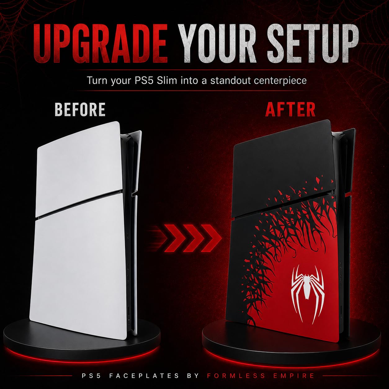 Seitenplatten für PS5-Konsole PlayStation 5 Slim Disc Edition Konsole Spider Ersatzzubehör Gehäuseabdeckung Schwarze Platte Anti-Kratzer Staubabdeckung Skin-Schutz